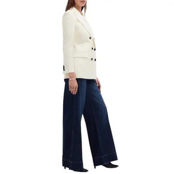 Madewell Blazer Womens Winter White Tuxedo Double Breasted Peak Lapel NT118 Sz 4 - Picture 6 of 12